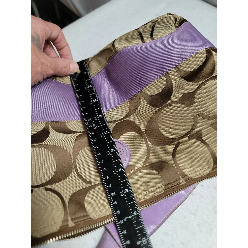 Coach Signature Canvas Shoulder Bag in Lavender Trim
